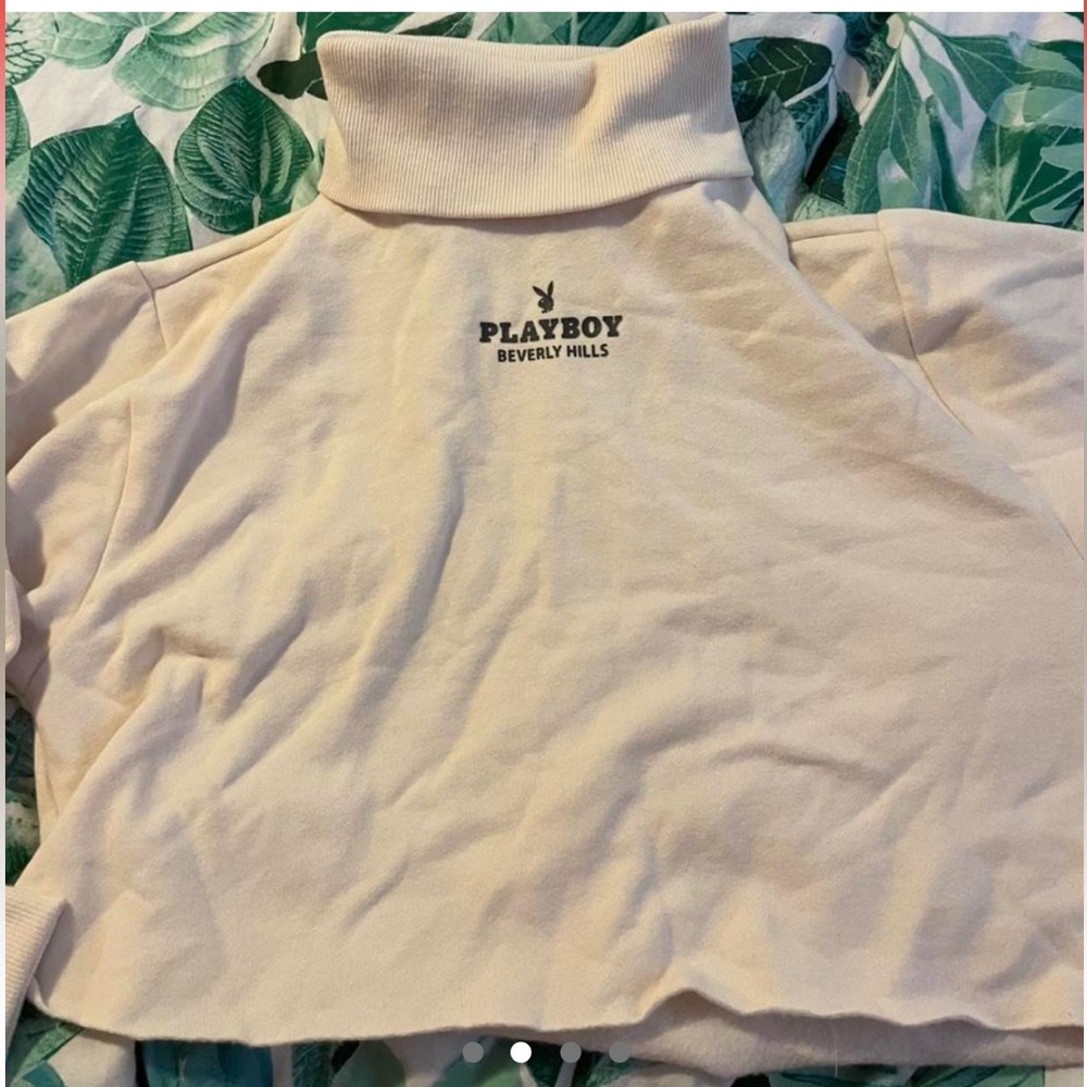 playboy x pacsun turtleneck cream cropped sweatshirt NWT